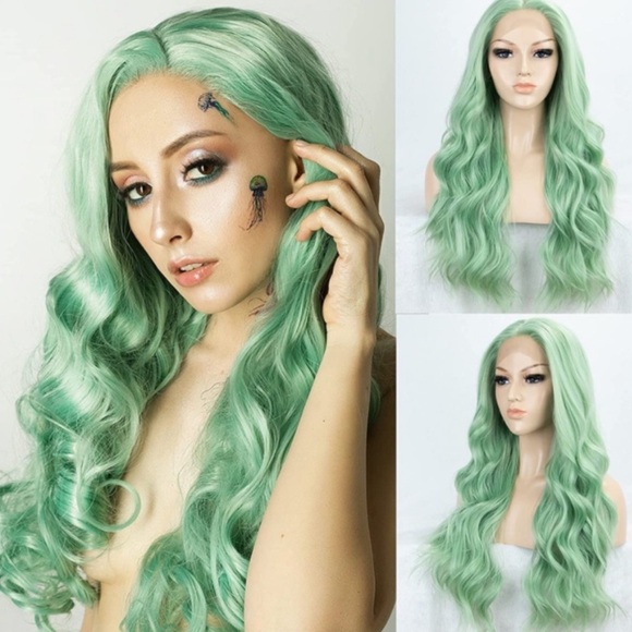 22” MINT GREEN BODY Wavy Lace Front Wig NEW